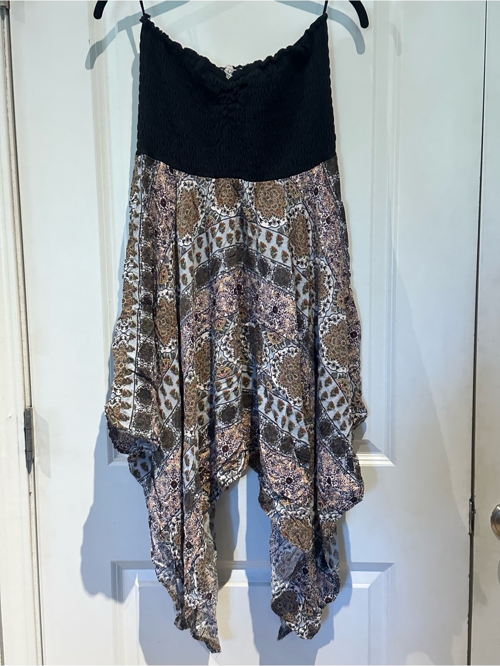 Adam Levine Collection Black Smocked Top Asymmetrical Handkerchief Hem Skirt